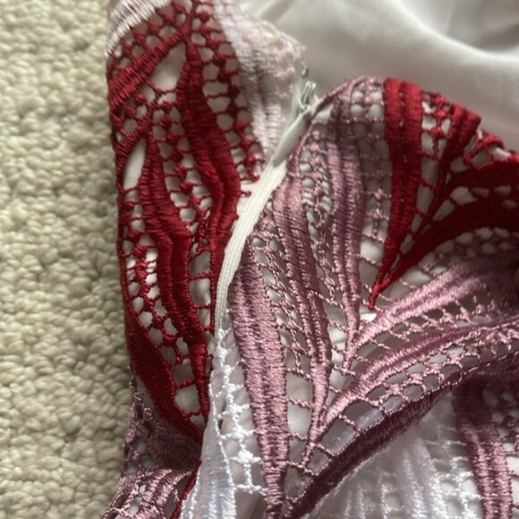 Eloquii Red & White Chevron Embroidered Maxi Dress Size 22 - Picture 7 of 15